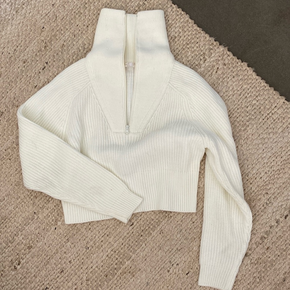 WAYF cropped quarter zip sweater